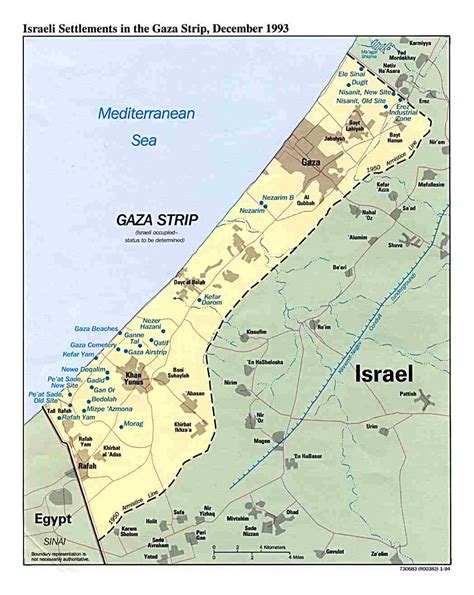Map of Gaza and Israel